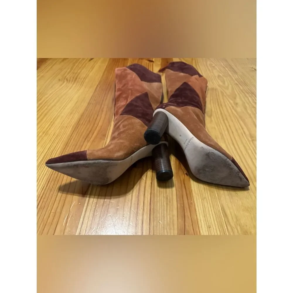 Ulla Johnson Jerri Cowhide Suede Patchwork Knee High Tall Boots Size EUR 38 US 8